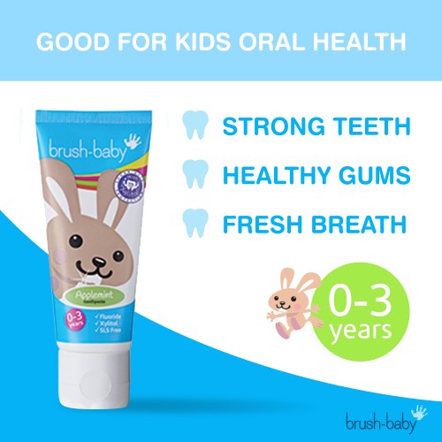 Brush-Baby Children's Applemint Toothpaste with Xylitol (0 to 3 years) + FlossBrush 0-3 years